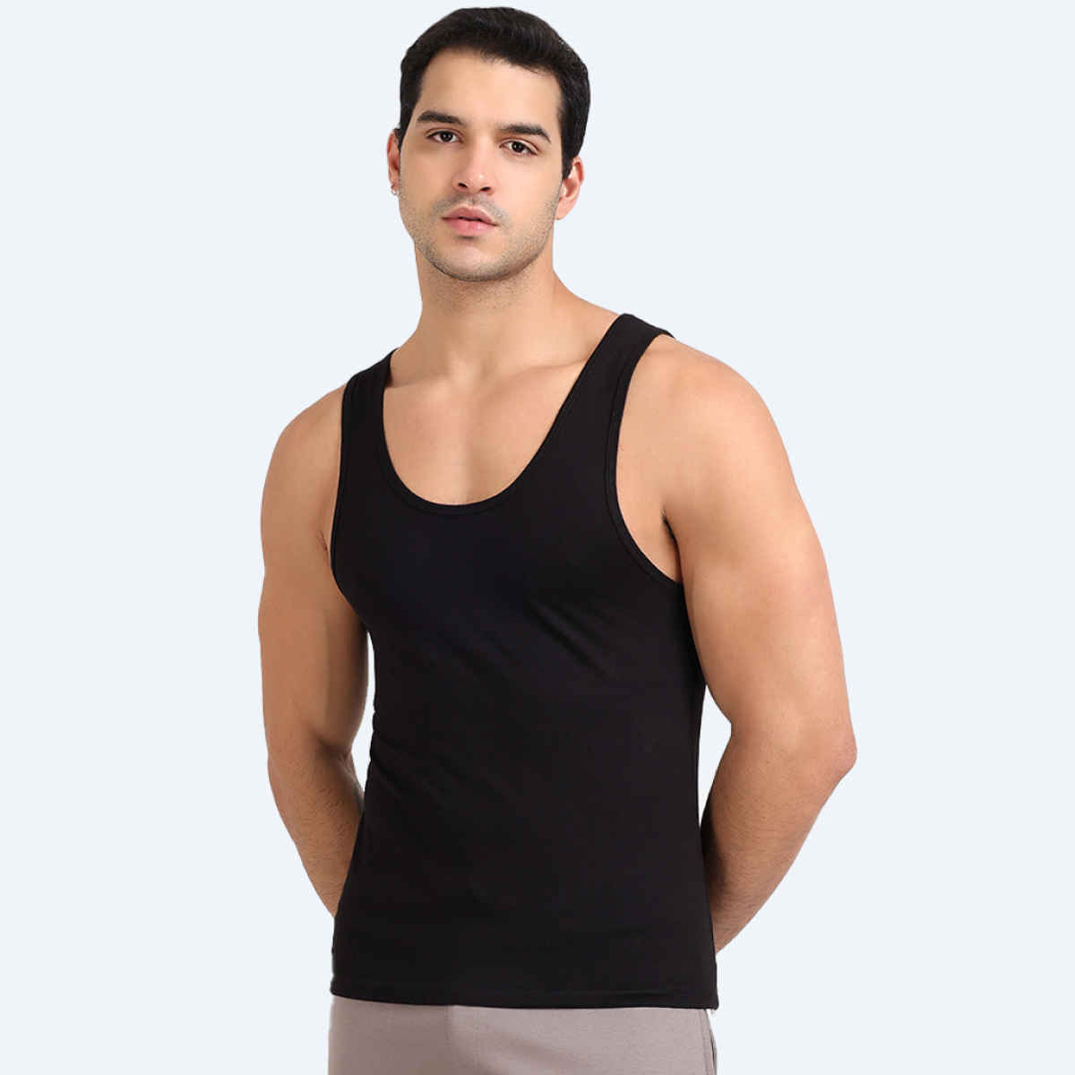 Freecultr Regular Cotton Comfort Vest for Men 100% Organic- Pack of 1 Black - S