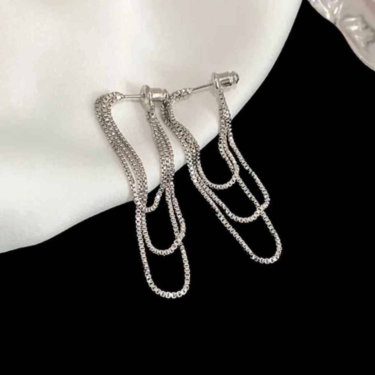 Estailo Fashion Bling Blogger Chain Earrings for Women | Stylish Lightweight Statement Jewellery | E0001395