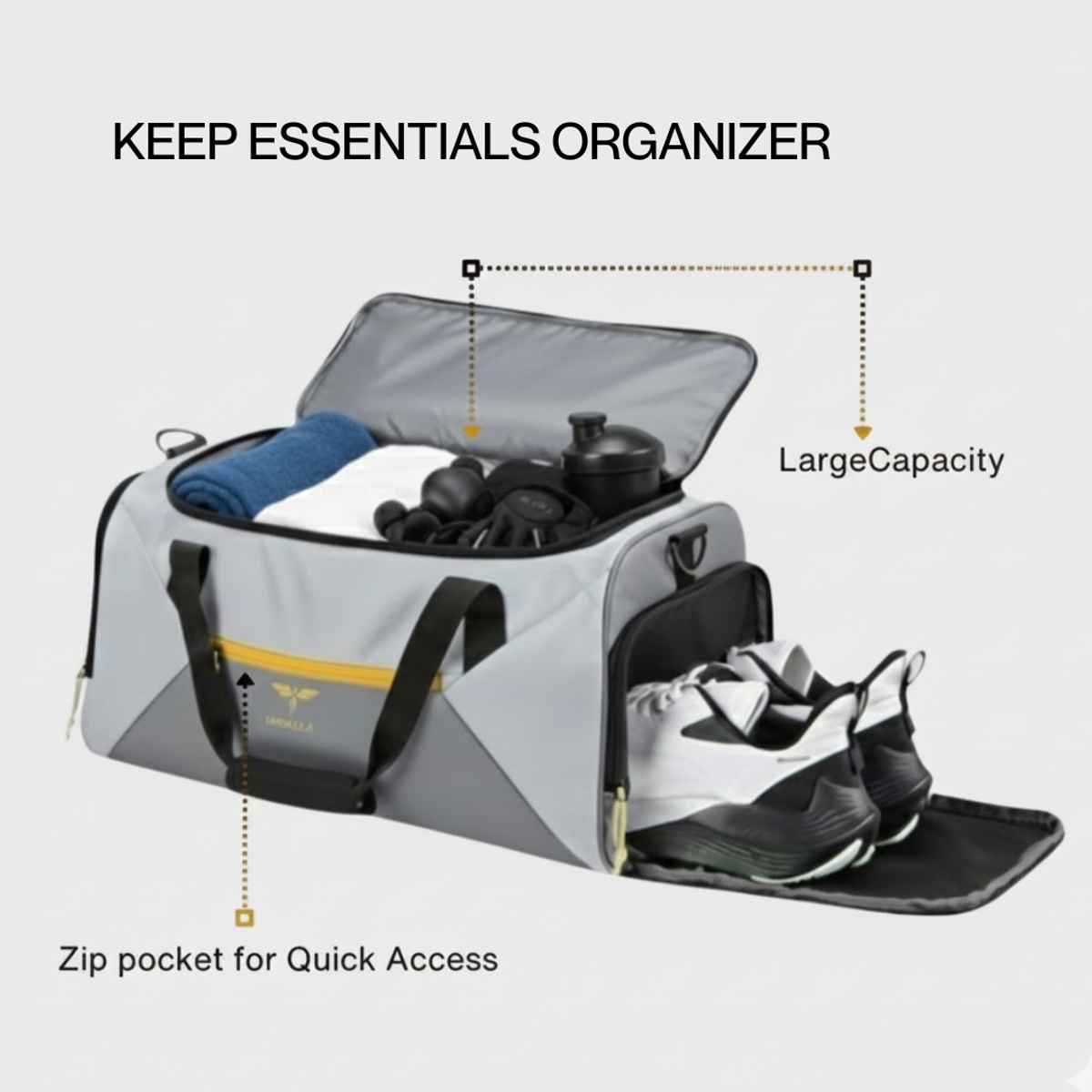 Impulse Urbanfit Silver 33 Ltr Water Resistant Travel/Duffle Bag/Gym Bag/Sports for Workouts