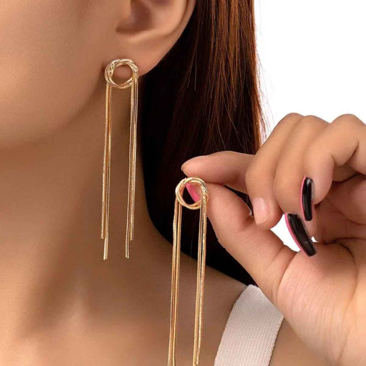 Estailo Fashion Fancy Glow Golden Drop Earrings