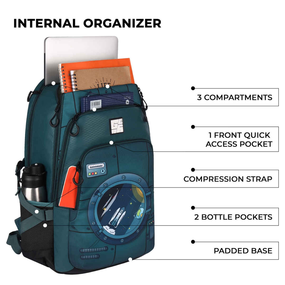 Gear Unisex Polyester 37 L Backpack | Green