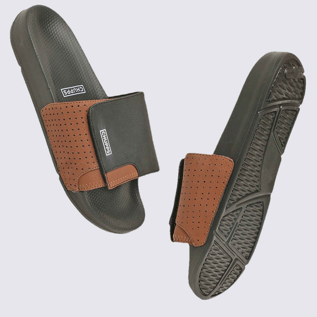 Chupps Solid Hues Black - Tan Men's | Casual Slider UK10