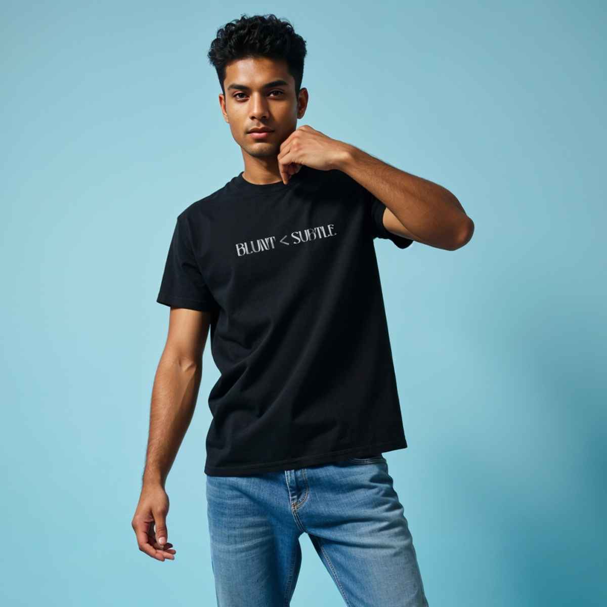 Mad Over Print Men's Blunt Subtle T-shirt | Black - XXL