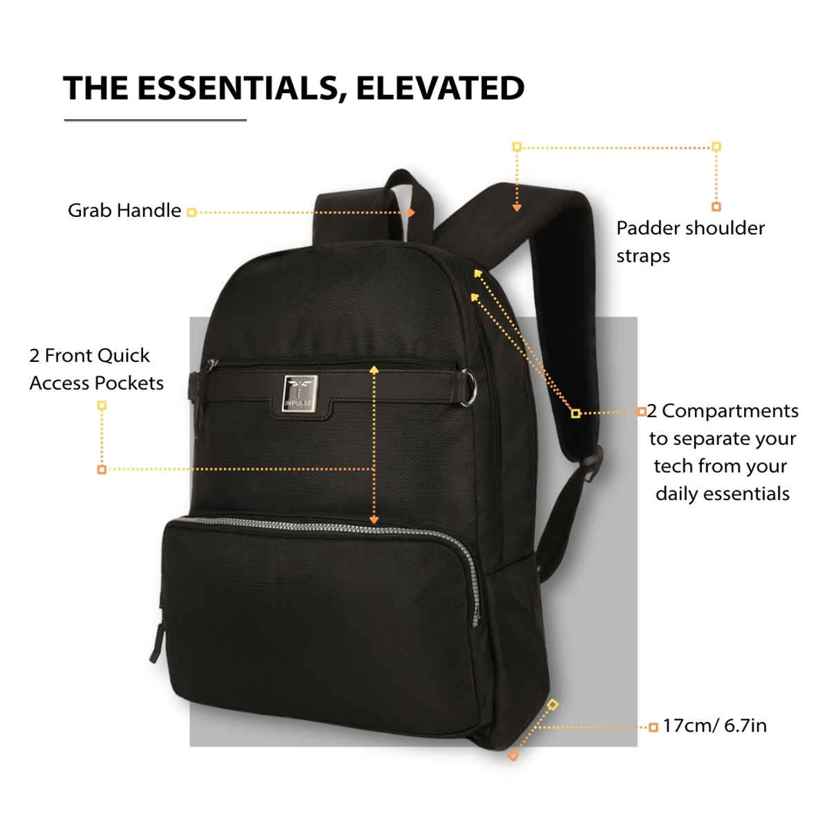 Impulse HB Nova Premium Vegan Leather Laptop Backpack | Black - 30 L