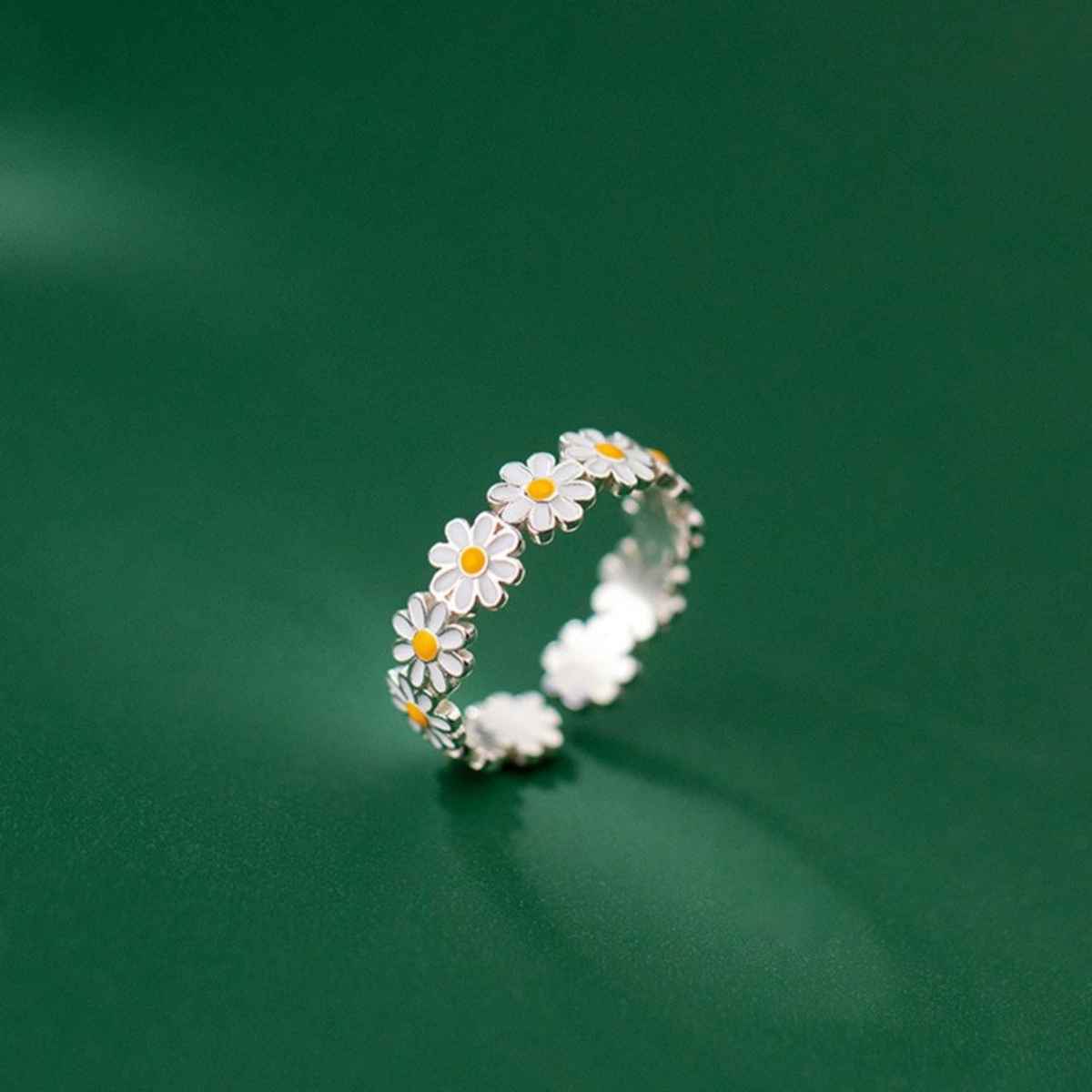 Estailo Fashion Daisy Flower Ring Ring Yellow-Grey Ring | R0001382
