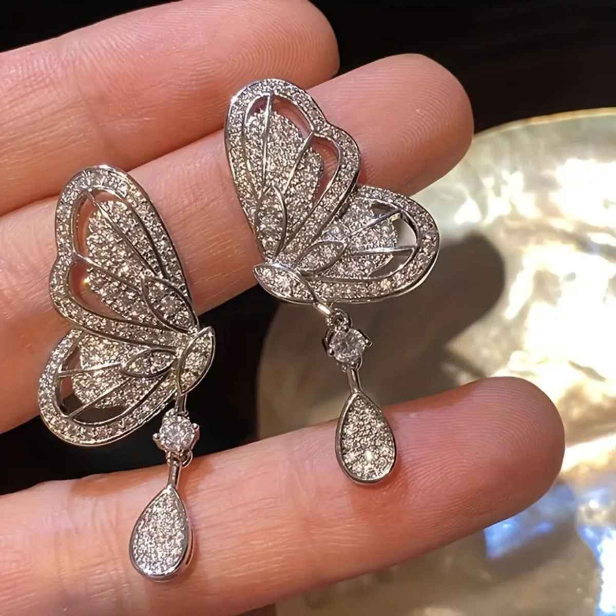 Beautynx Crystal Butterfly Glam Earrings | BNX-EAR-0027 - Silver