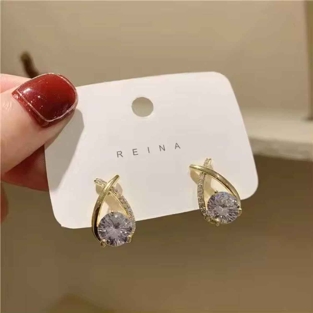 Estailo Fashion Women's Cross Bling Minimal Earrings | Lightweight Statement Jewellery | E0000997