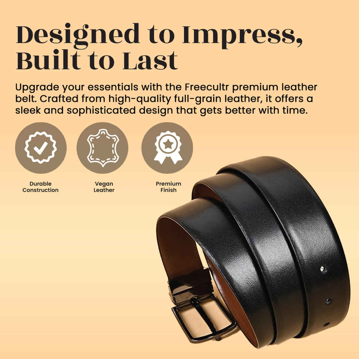 Freecultr Men's Leather Reversible Belt