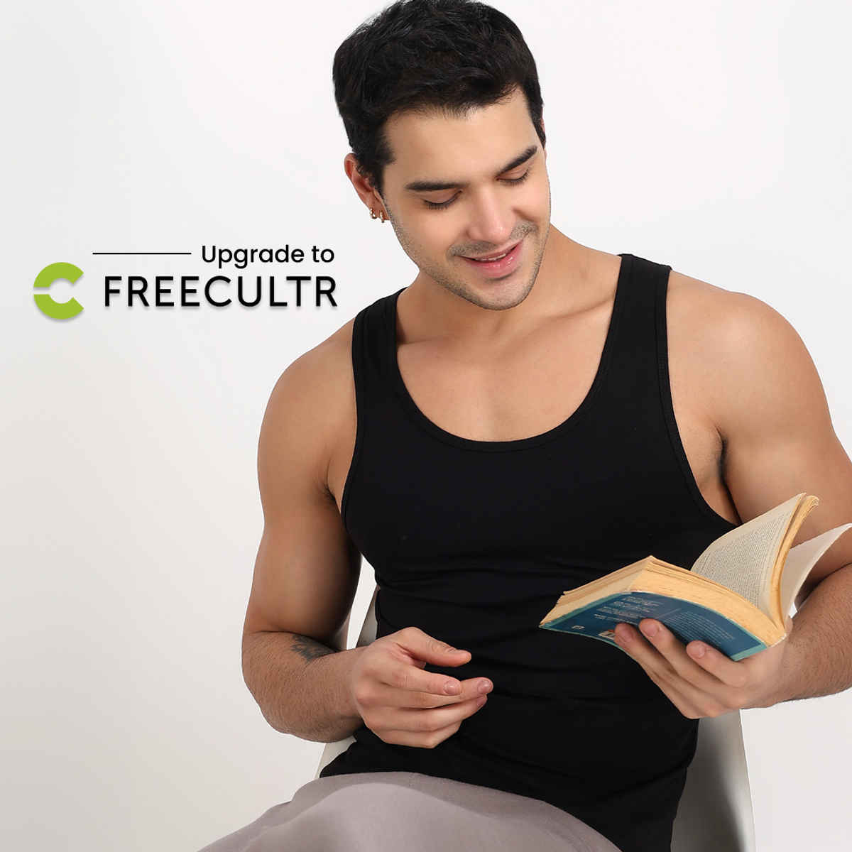 Freecultr Regular Cotton Comfort Vest for Men 100% Organic- Pack of 1 Black - M