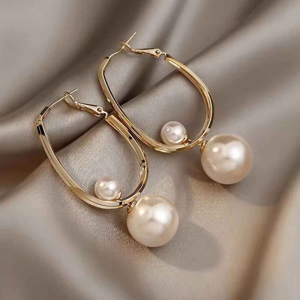 Estailo Fashion A Pearl Of Wisdom Hoop Earrings for Women | Stylish Lightweight Statement Jewellery