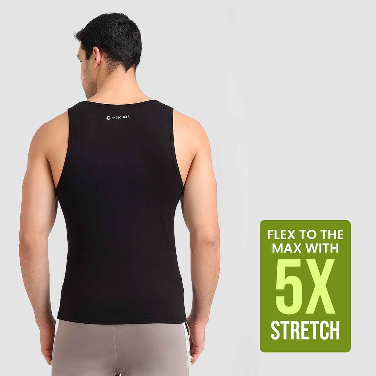 Freecultr Regular Cotton Comfort Vest for Men 100% Organic- Pack of 1 Black - M