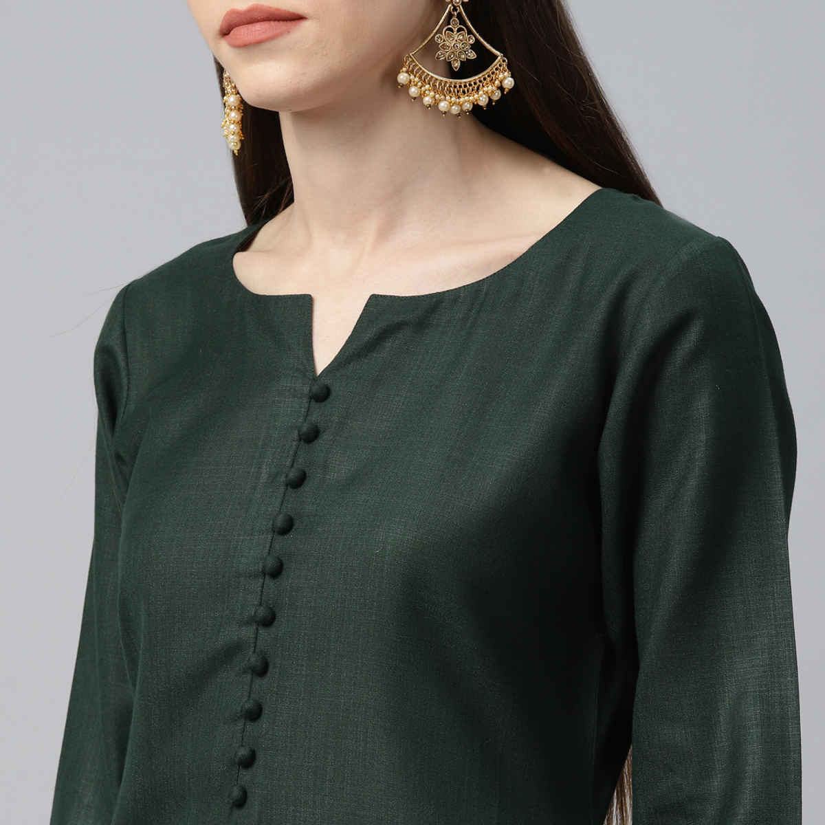 Libas Women Green Solid Straight Kurta And Green Solid Palazzo With Green Dupatta - 6871L