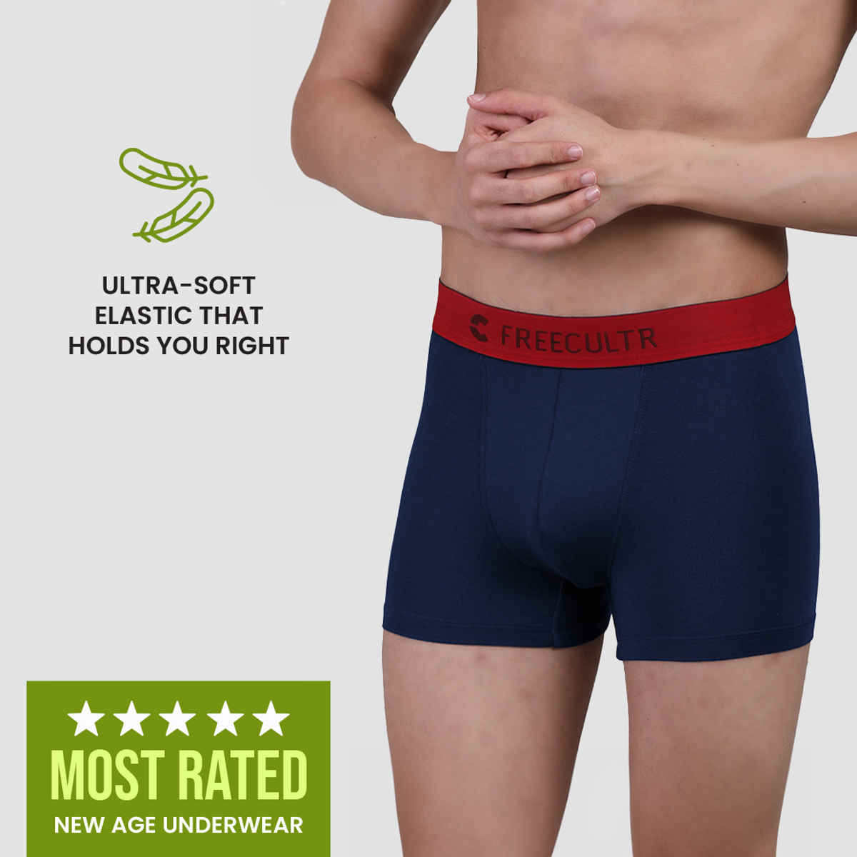 Freecultr Men's Anti-Bacterial Trunks | Royal Blue & Royal Black - 2XL