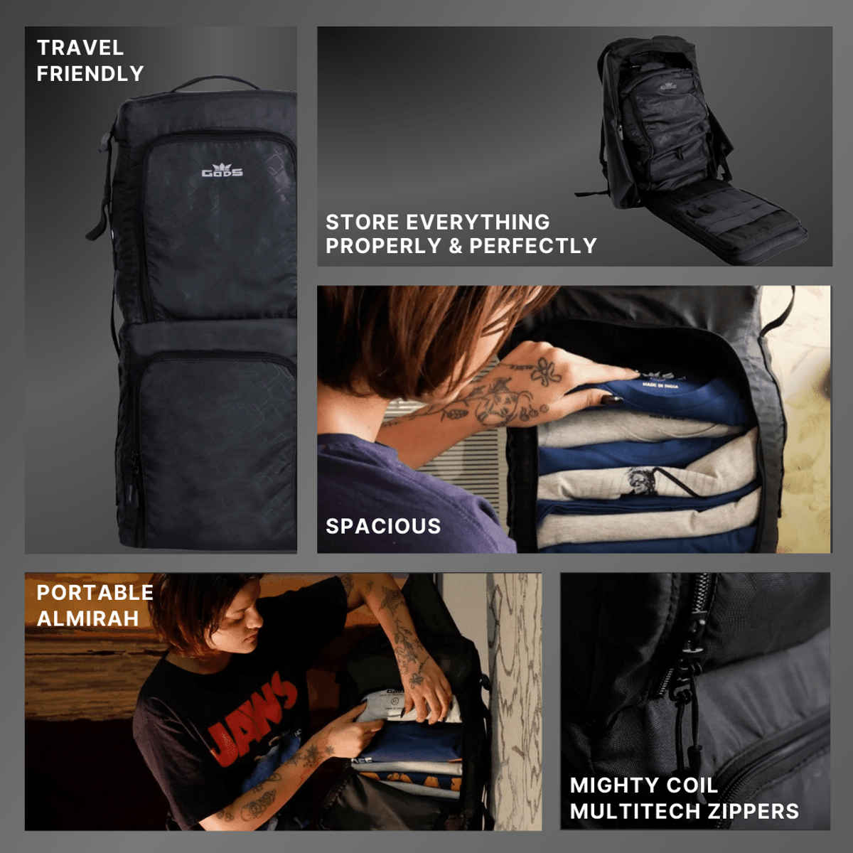 Gods Compressa Compression Packing Cube Compressible And Expandable Organizer 25 Ltrs Black