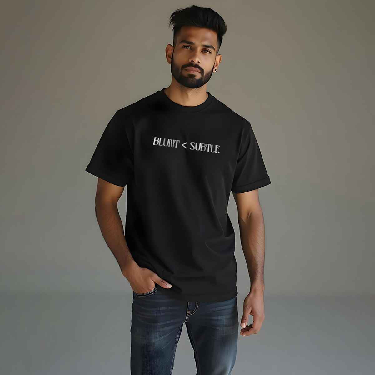 Mad Over Print Men's Blunt Subtle T-shirt | Black - XXL