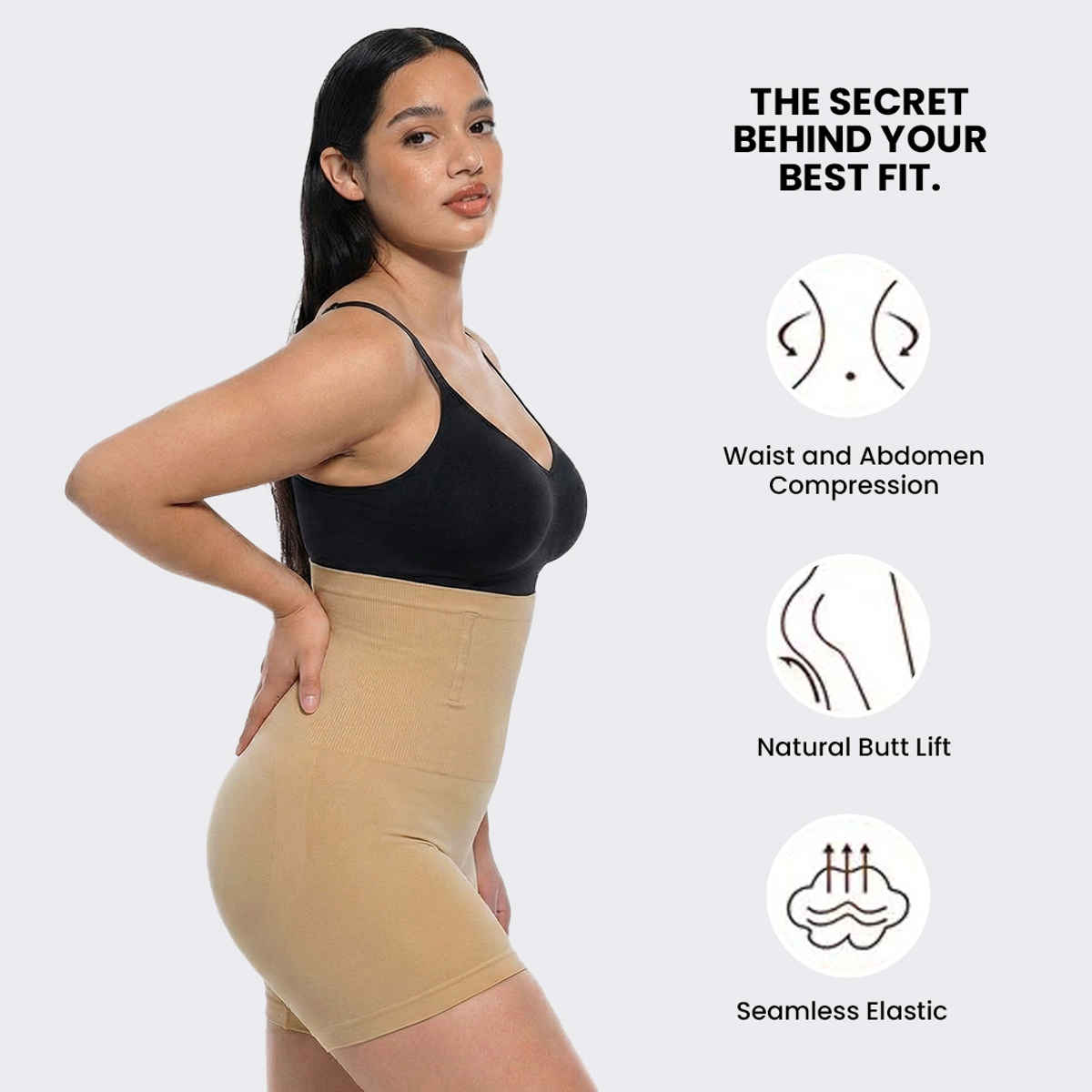 Freecultr Seamless High Waist Tummy Tucker Thigh Shapwear | Nude - 2XL