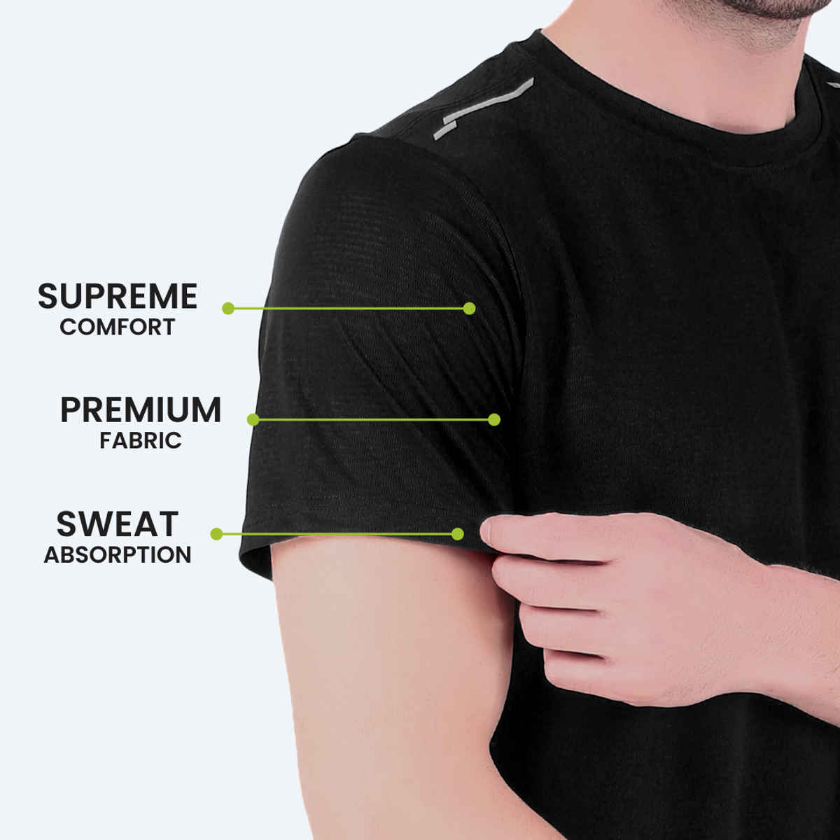 Freecultr Men's Activewear Sports T-shirt | Black | Size S