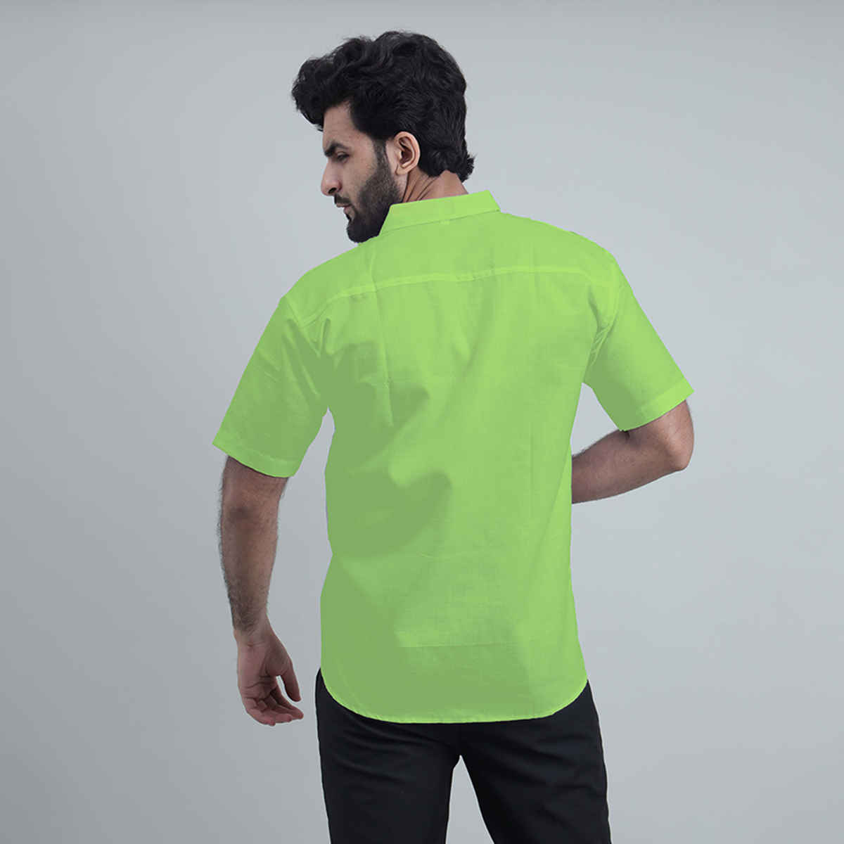 Mad Over Print Men's Classic Handloom Khadi Parrot Green Shirt - XXL