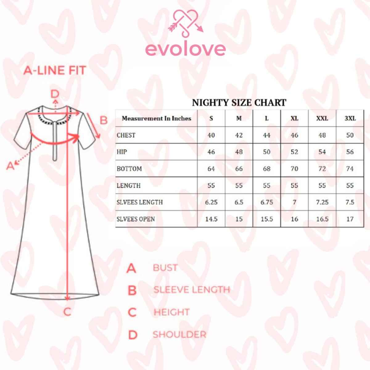 Evolove Women's Soft Cotton & Warm Printed Nighty | Blue | XL