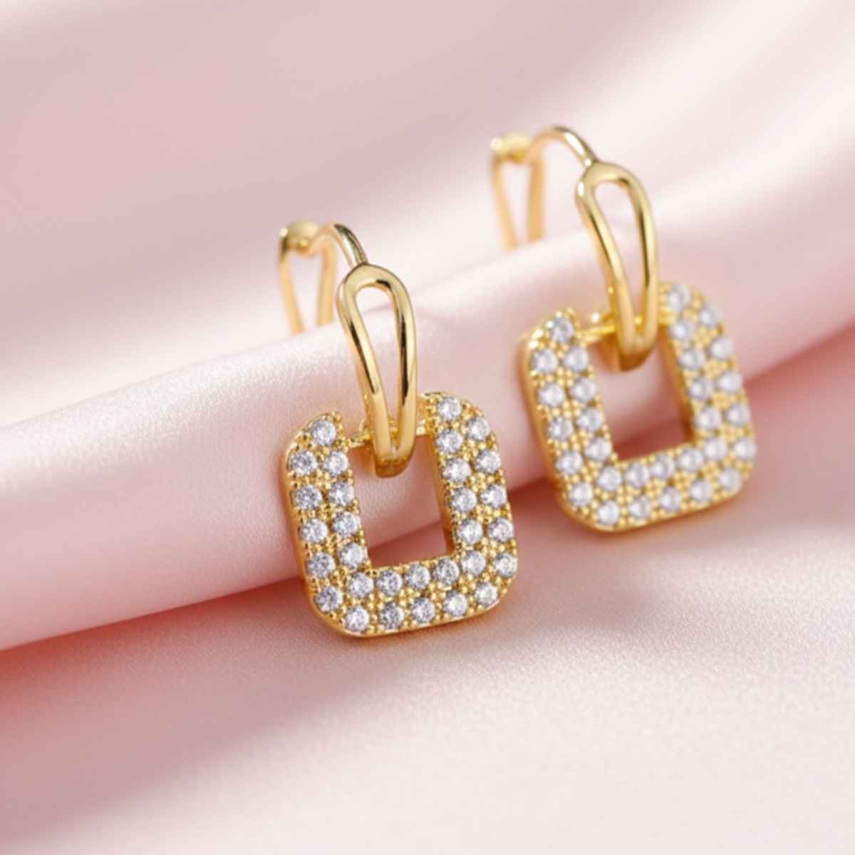 Beautynx Golden Spark Square Earrings | BNX-EAR-0050 - Gold