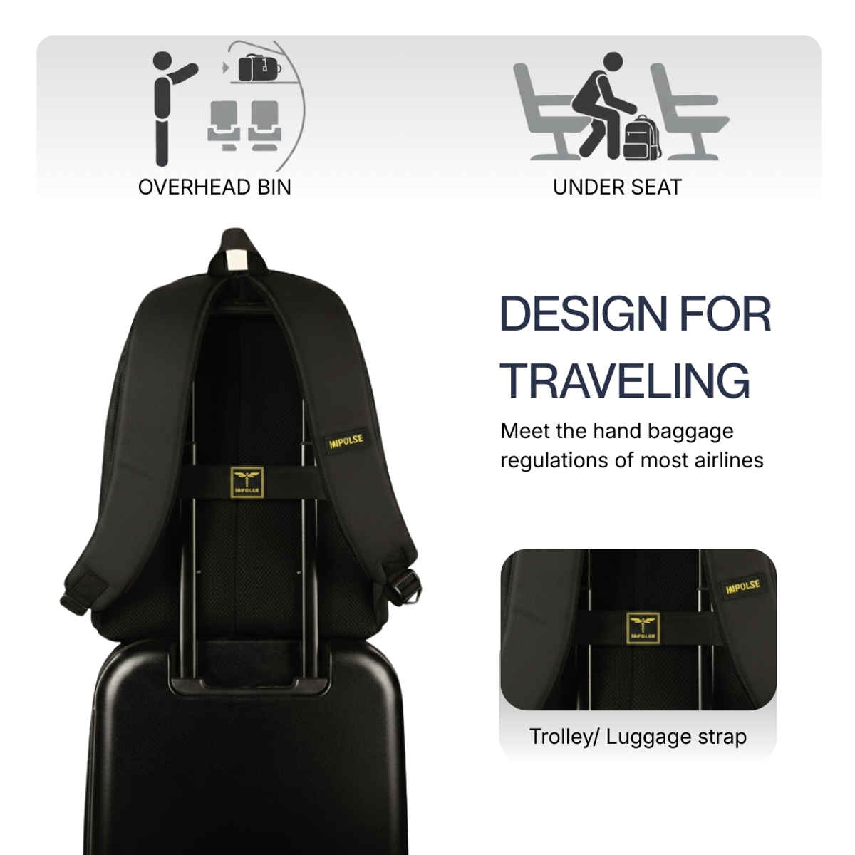Impulse Empower Premium Black Slim Laptop Backpack 16 Inch with USB Charging Bag Unisex ( 25 Ltrs)