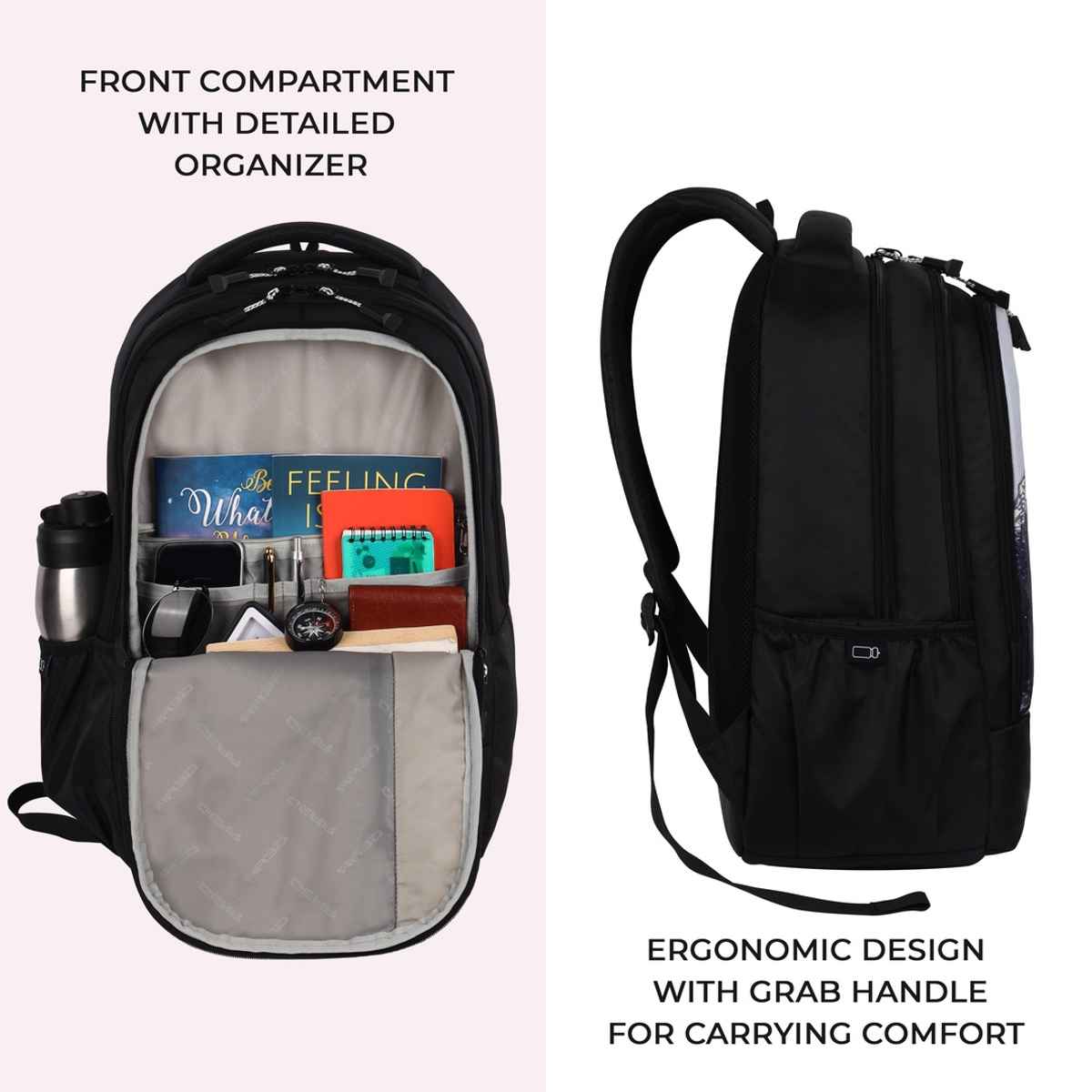 Gear Unisex Polyester 39 L Backpack | Black and Grey