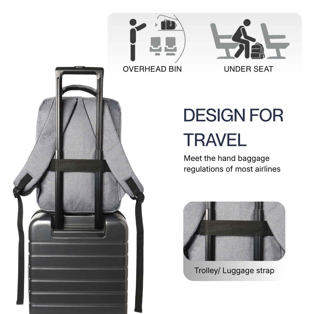 Impulse EmpowerElite II Slim Laptop Backpack with USB Charging | Grey - 25 L