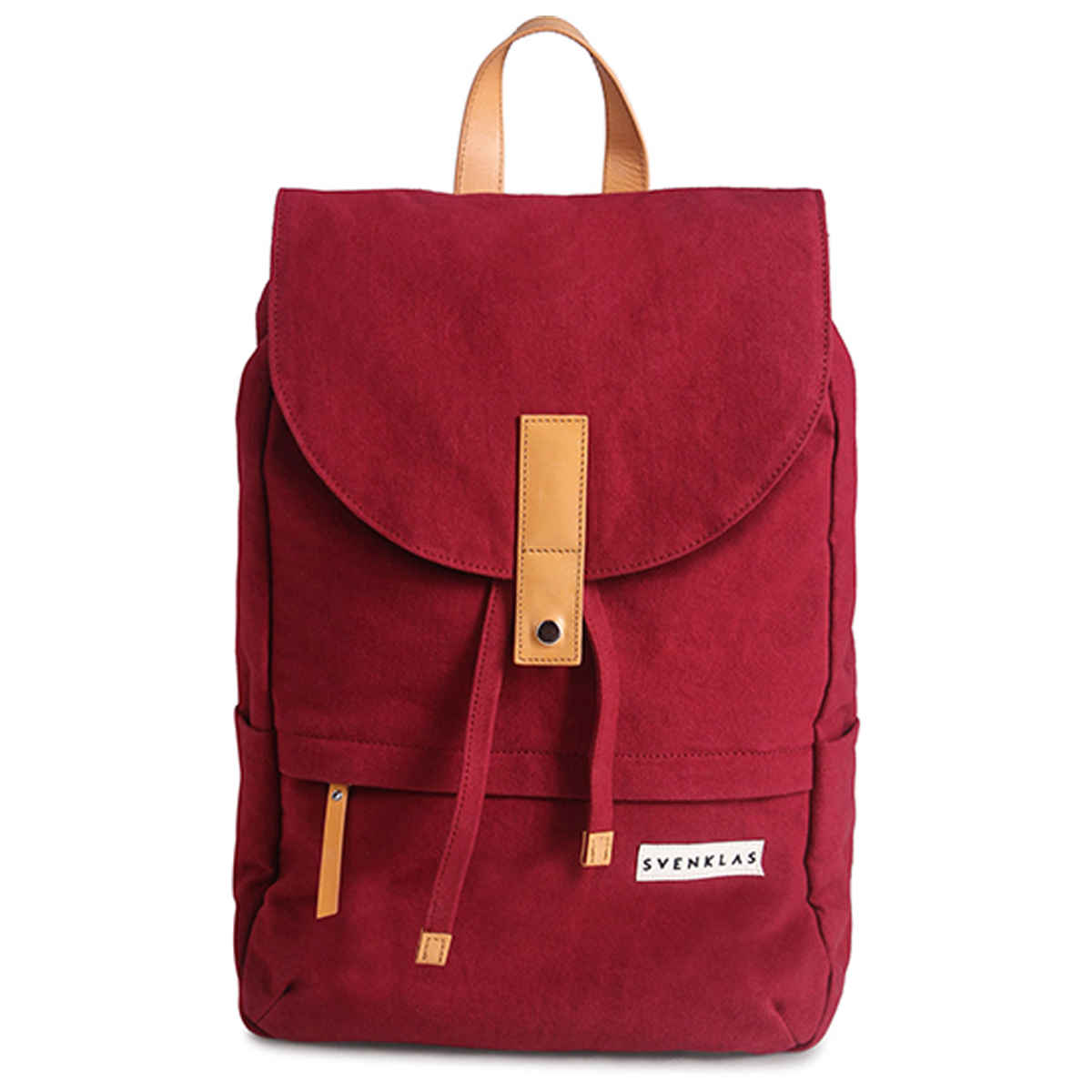 Svenklas Unisex Solid Canvas and Genuine Leather 20 L Top Handle Laptop Backpack | Red - 16 Inches
