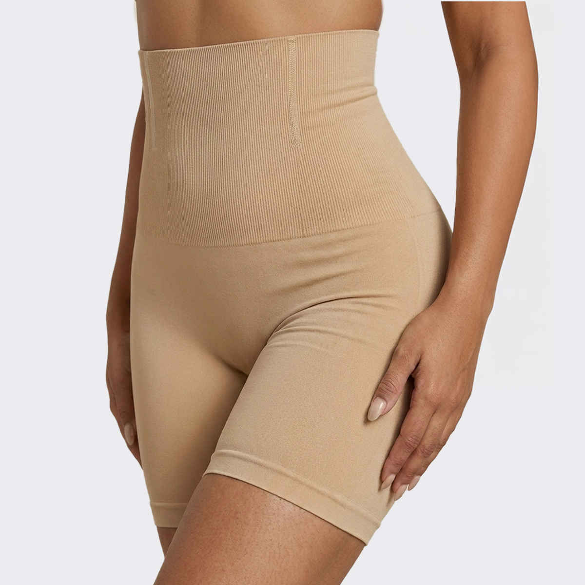 Freecultr Seamless High Waist Tummy Tucker Thigh Shapwear | Nude - M