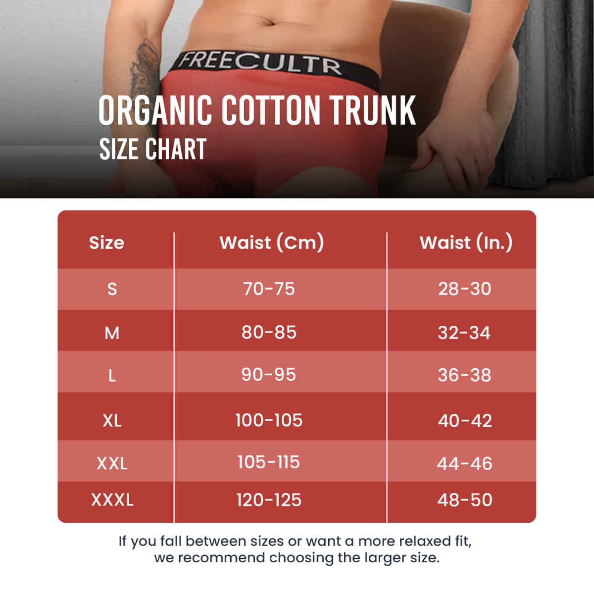 Freecultr Men's Underwear Organic Cotton Trunk - Pack of 1 Coral - M