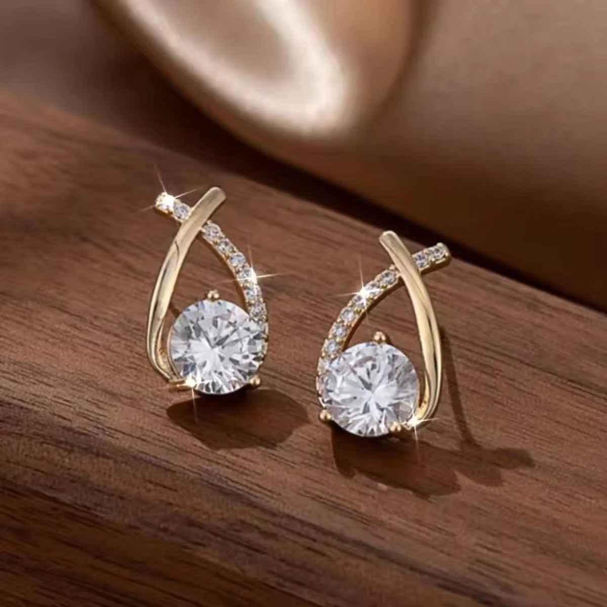 Estailo Fashion Women's Cross Bling Minimal Earrings | Lightweight Statement Jewellery | E0000997