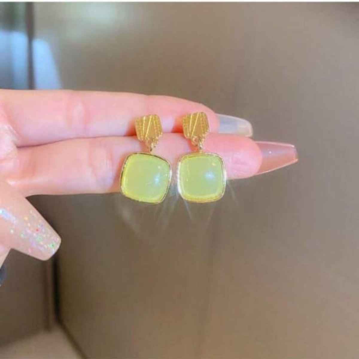 Estailo Fashion Crystal Drop Emerald Earrings for Women | Stylish Lightweight Statement Jewellery