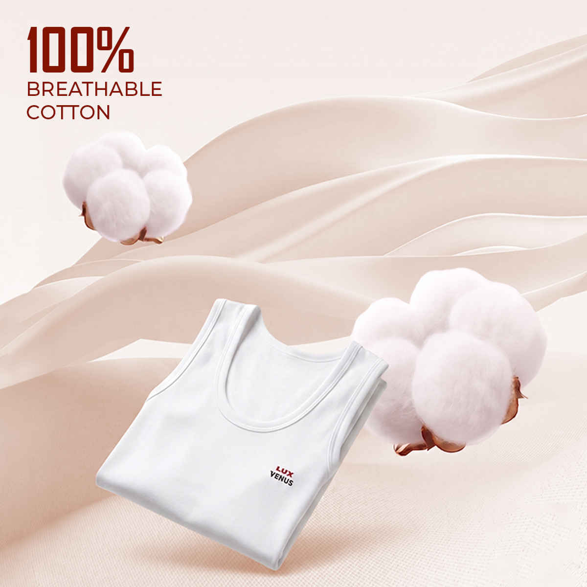 Lux Venus Super Combed Cotton Solid White Vest for Men's | L | 90 cm