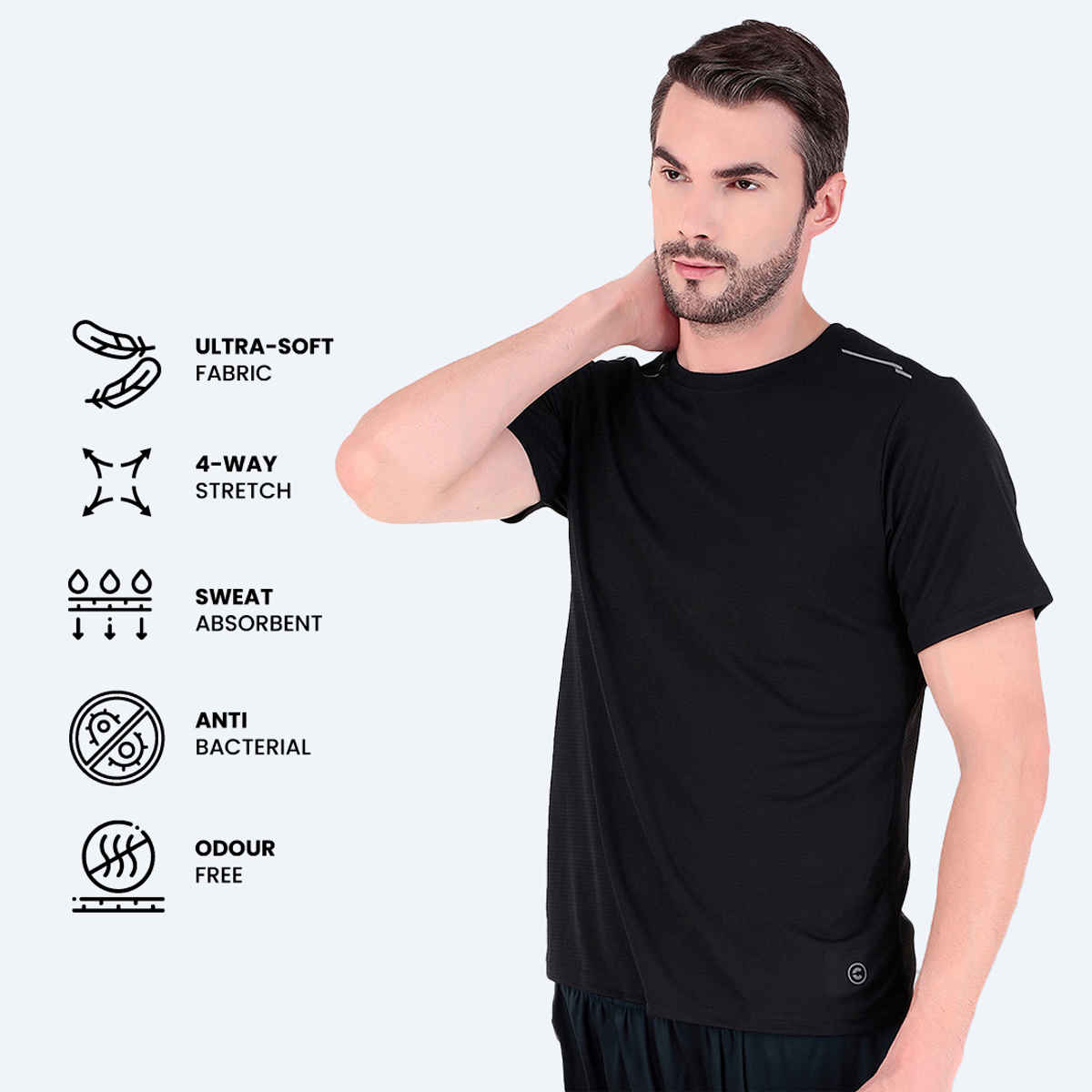 Freecultr Men's Activewear Sports T-shirt | Black | Size S