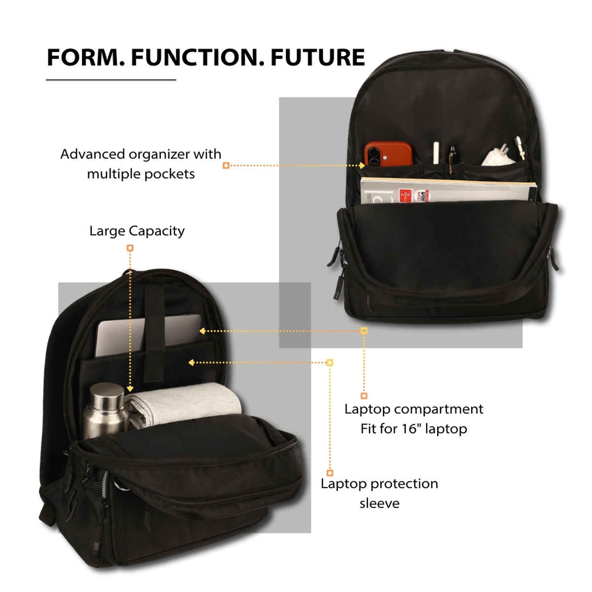 Impulse HB Nova Premium Vegan Leather Laptop Backpack | Black - 30 L