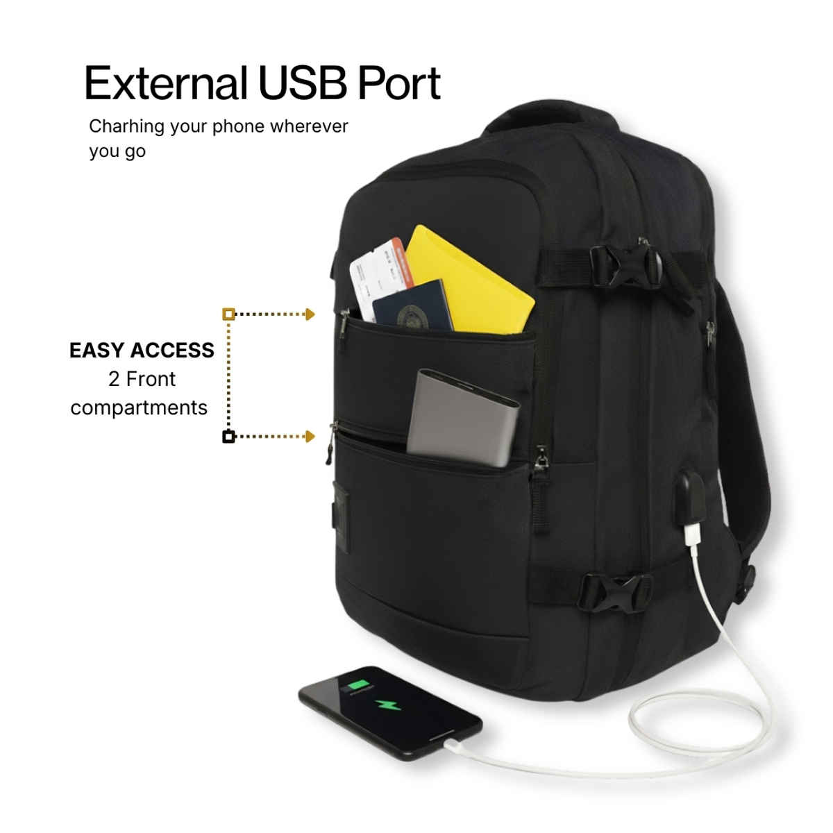 Impulse Commuter Elite Anti-Theft Travel Backpack | Black - 40 L