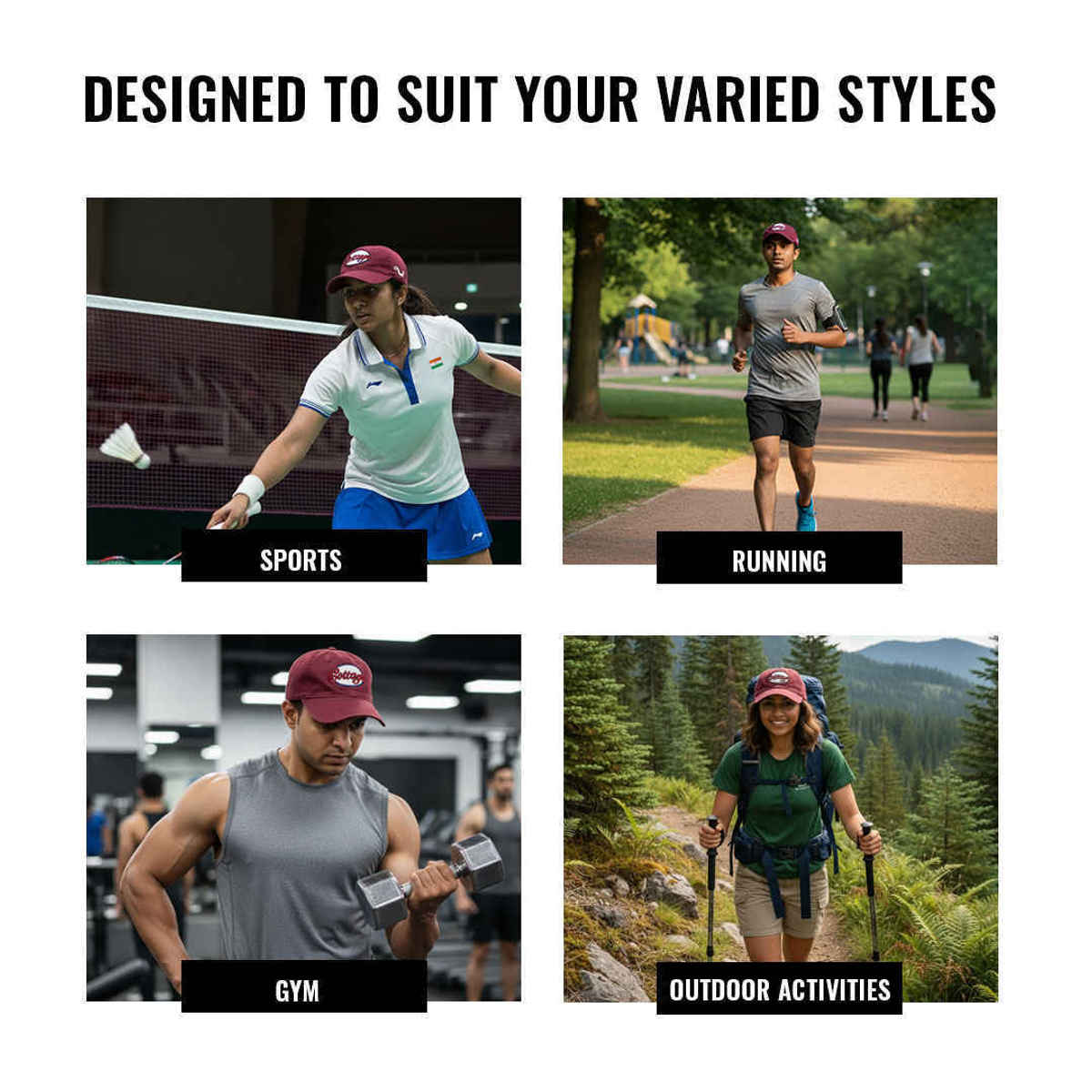 Slovic Unisex Maroon Cottage Cap | Adjustable Strap | Free Size