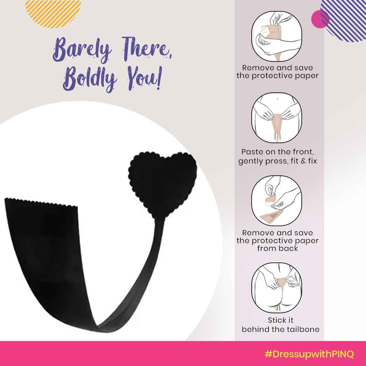 Pinq Polka C String Fashion Panties - 2 Pcs (Nude Lace & Black Nylon ) Large