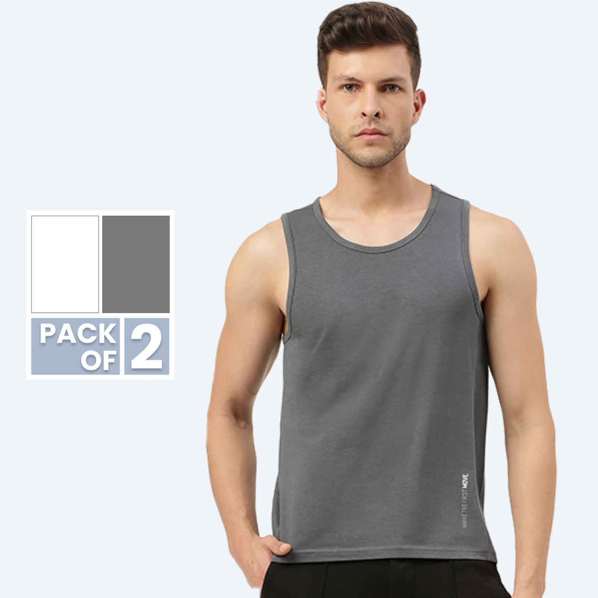 Freecultr Bamboo Men's Vest - XL | Deep Neck | No Show Shoulder Strap | Odor-Free | Longer Length