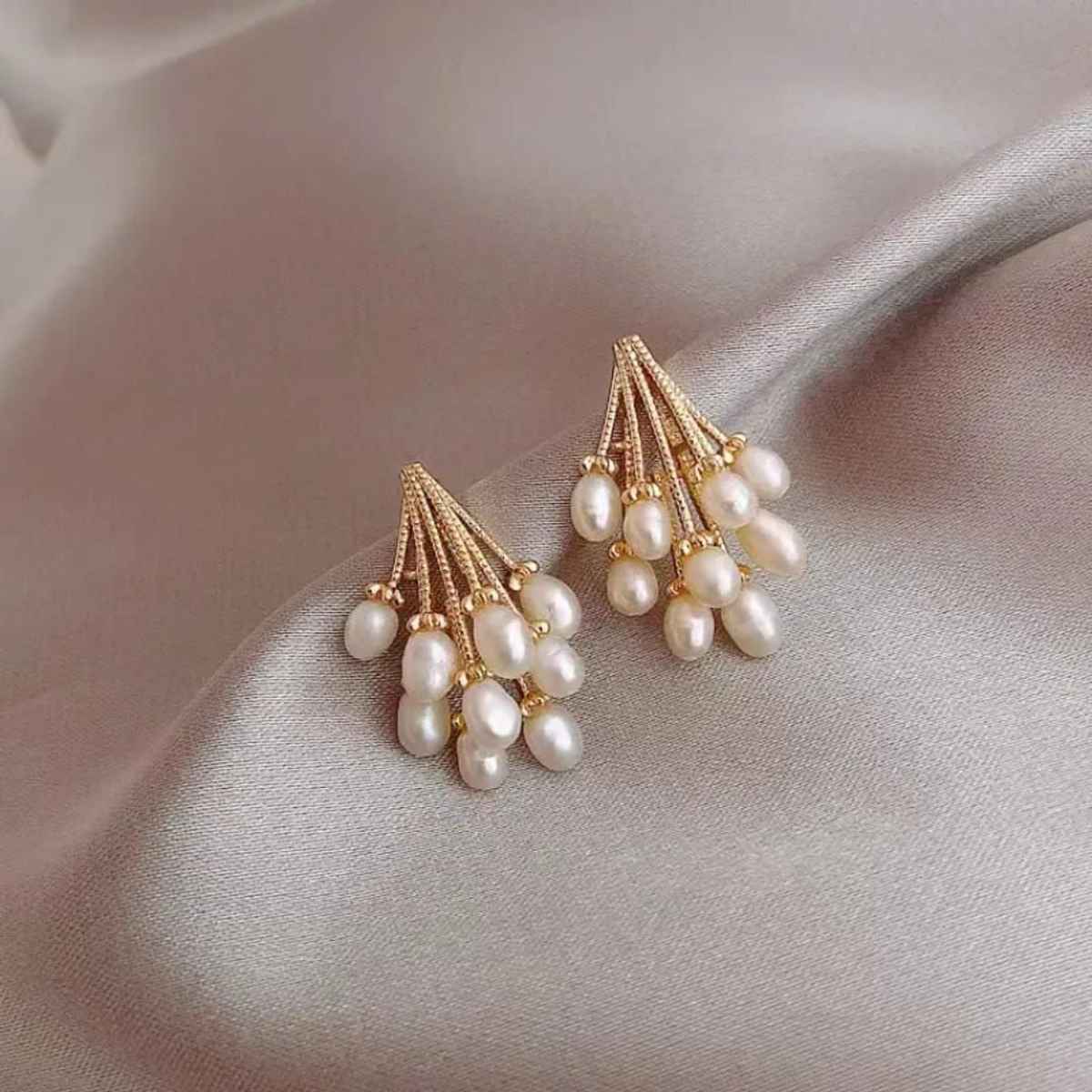 Estailo Fashion Bow, Pearl & Chain Earrings Combo - Stylish Trio Set