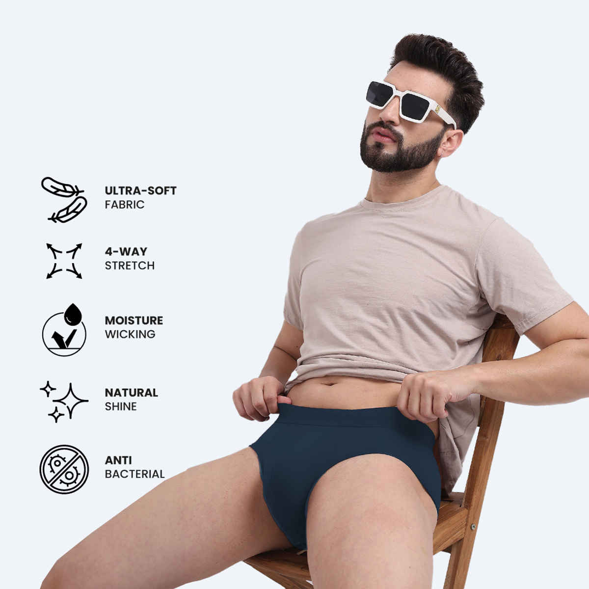 Freecultr Men's Underwear Micromodal Airsoft Brief - Pack of 1 Space Blue - L