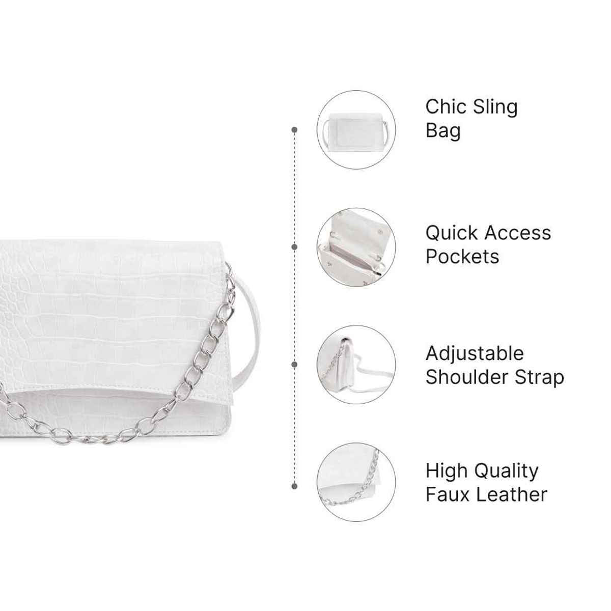 Fastrack Women's Party Sling Bag | White
