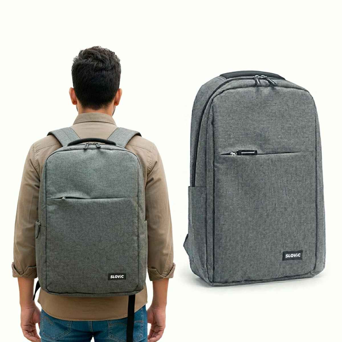Slovic 16" Polyester Laptop Backpack with Multi Compartments (Grey) | Comfortable & Lightweight