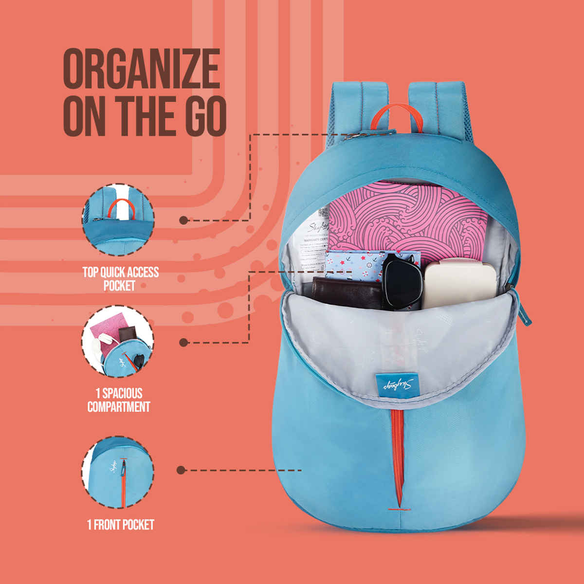 Skybags Unisex Polyester 17 L Backpack | Blue