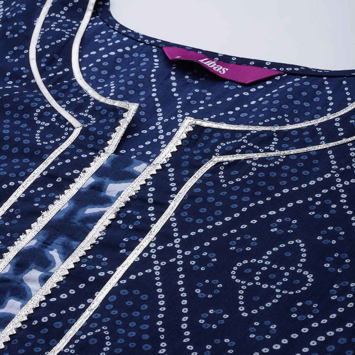 Libas Women Blue Cotton Gotta Patti Kurta And Gotta Patti Palazzo With Cotton Dupatta - 34051Ol