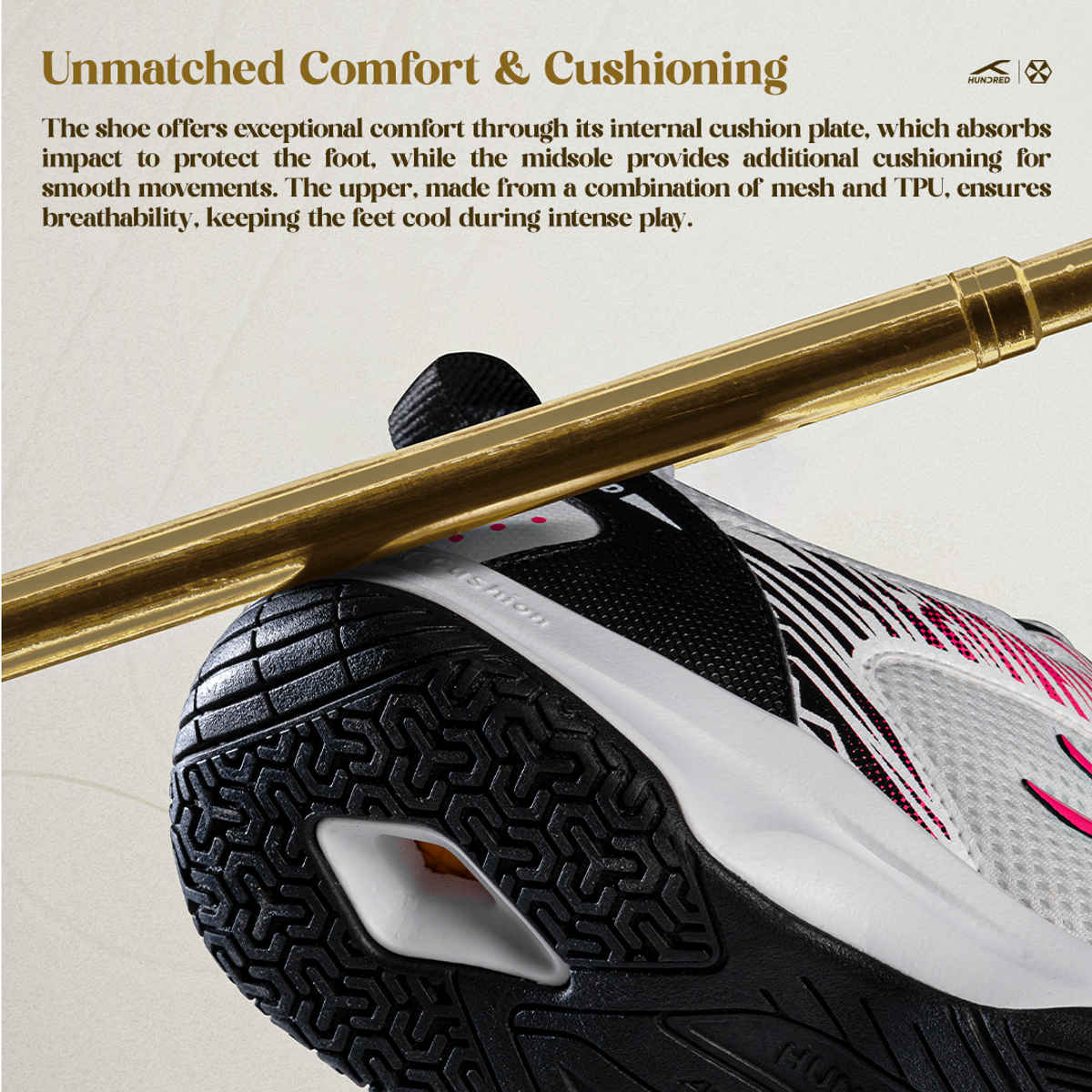 Hundred Unisex Court Star Pro Non Marking Court Shoes | White, Black, & Fuchsia - UK 4