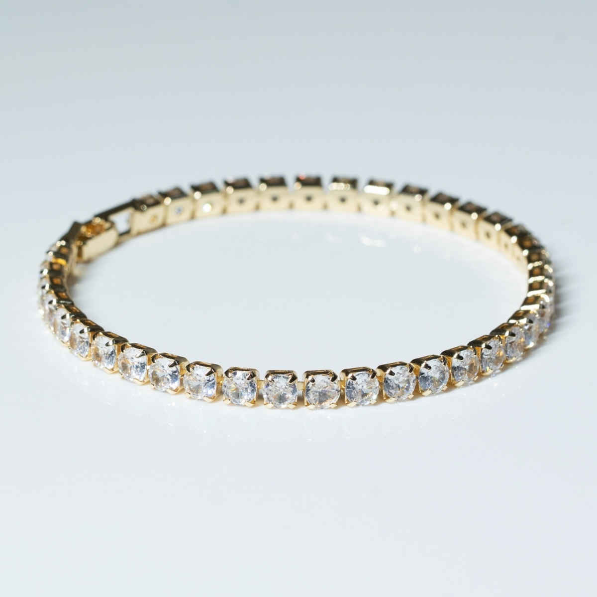 BeautyNX Gold-Plated Zircon Pendant, Stud Earrings & Tennis Bracelet Combo Set