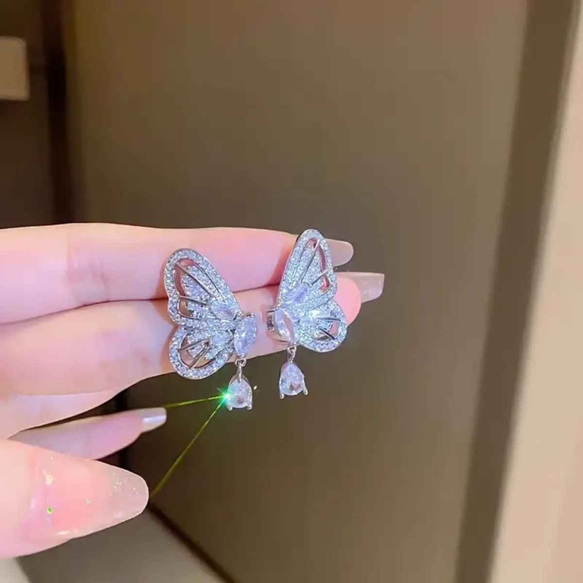 Beautynx Crystal Butterfly Glam Earrings | BNX-EAR-0027 - Silver