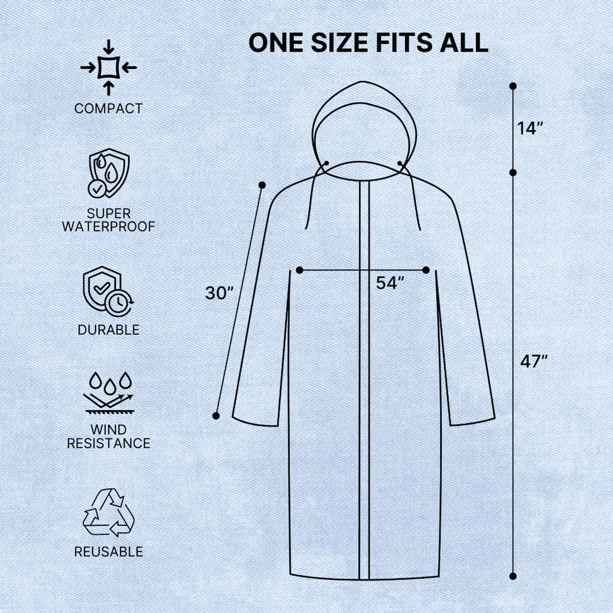 Citizen EVA Raincoat Poncho - Blue-CP04