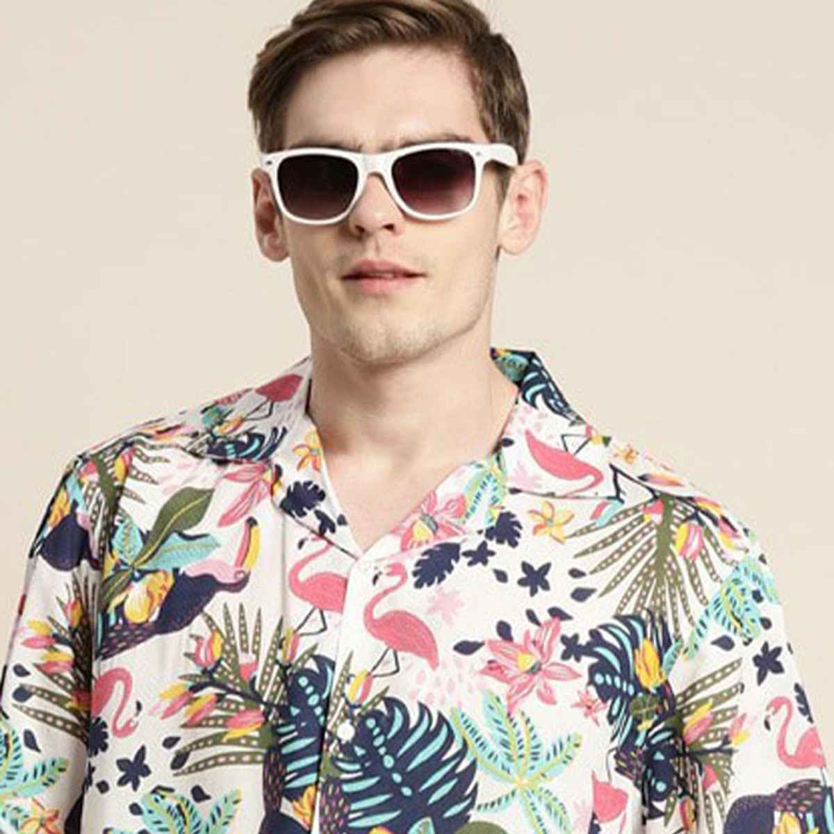 Hancock Men's Floral Printed Cuban Collar Short Sleeve Casual Shirt - White & Multi | 42